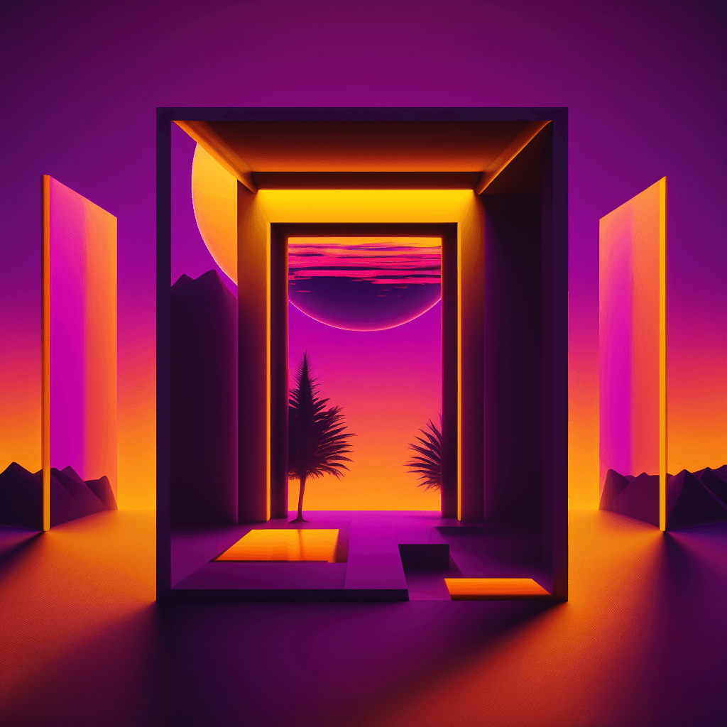 Image of synthwave generated by Midjourney